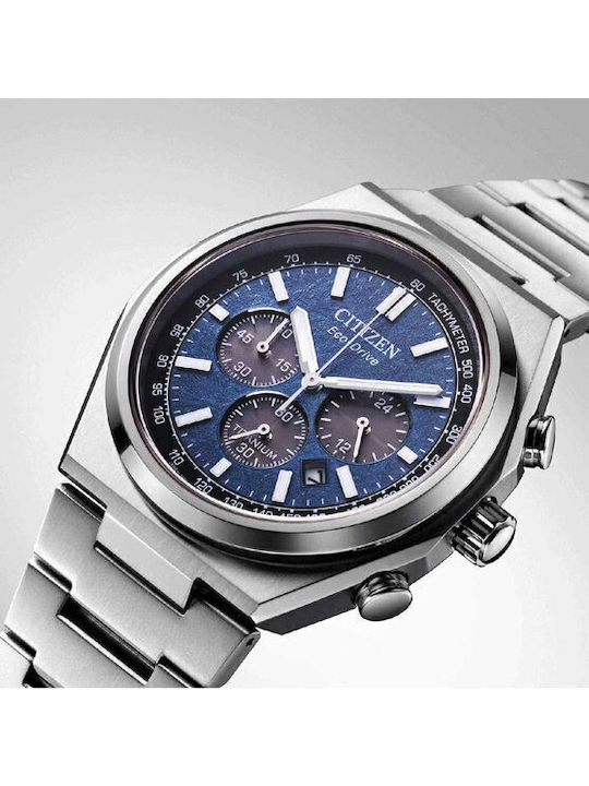 Citizen Men's Watch 43mm Chronograph Eco - Drive with Silver Metal Bracelet