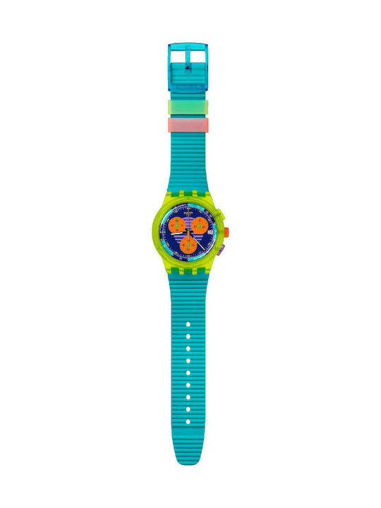 Swatch Neon Wave Ρολόι Μπαταρίας με Καουτσούκ Λουράκι