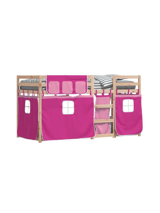 Kids Bed Loft Bed Single Pink for Mattress 90x200cm