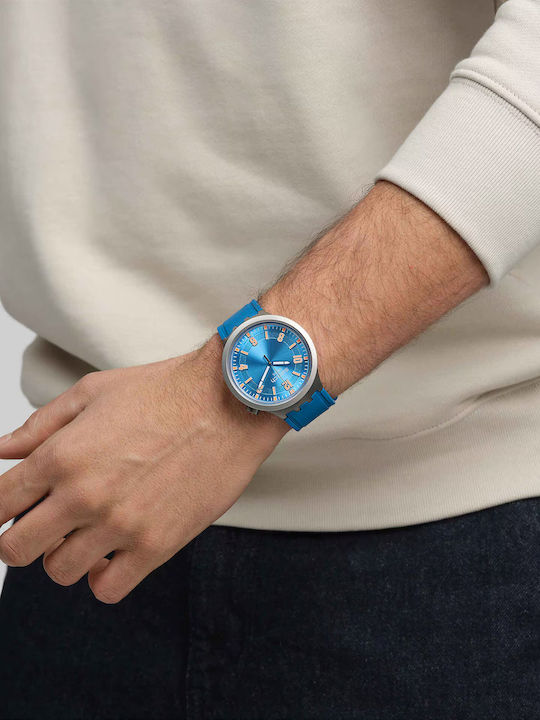 Swatch Ceas Barbati Cu Baterie Cu Cureaua De Cauciuc Albastră