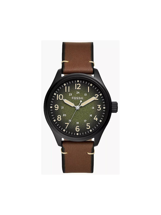 Fossil Easton Watch Battery with Brown Leather Strap