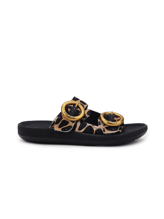 Fantasy Sandals Δερμάτινα Γυναικεία Σανδάλια Ανατομικά σε Μαύρο Χρώμα