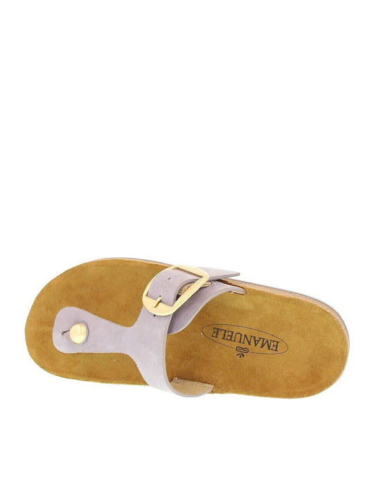 Leather Women's Flat Sandals in Purple Color