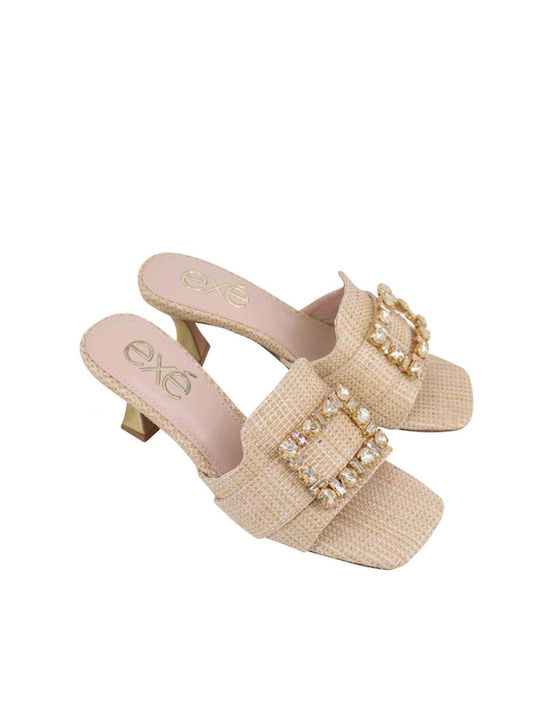 Exe Heel Mules Beige