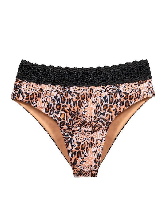 Leopard Bikini Set Super Push Up Extra Inner Padding Full High-Waisted Bottoms