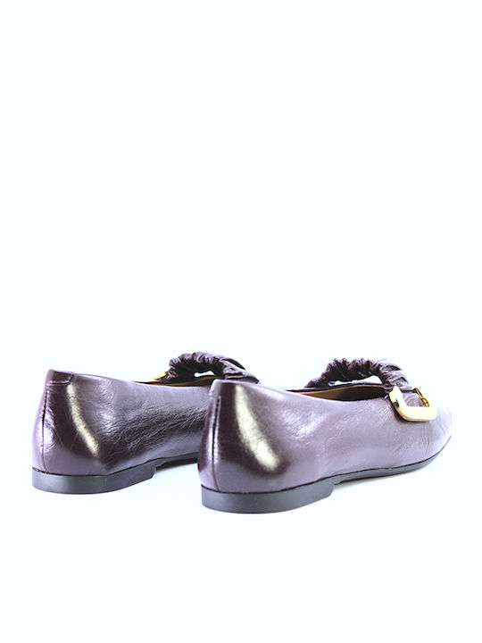 Leather Ballerinas Burgundy
