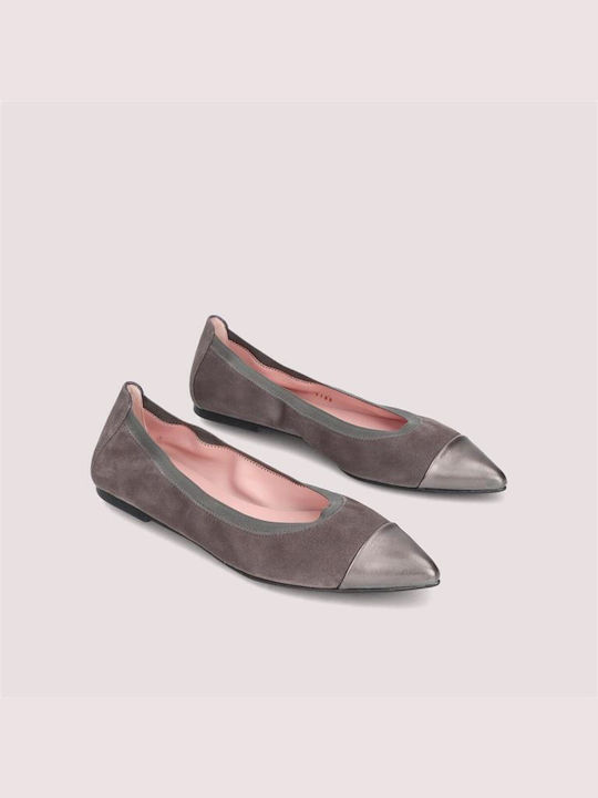 Pretty Ballerinas Lederne Damen Ballerinas in Gray Farbe