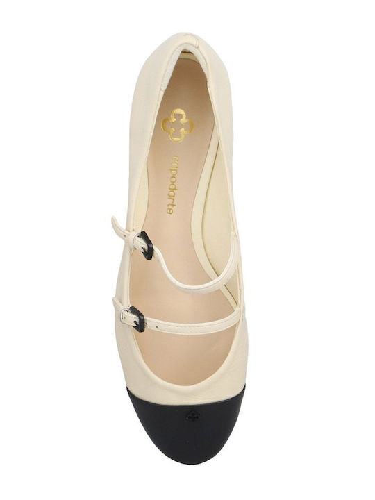Leather Ballerinas Beige