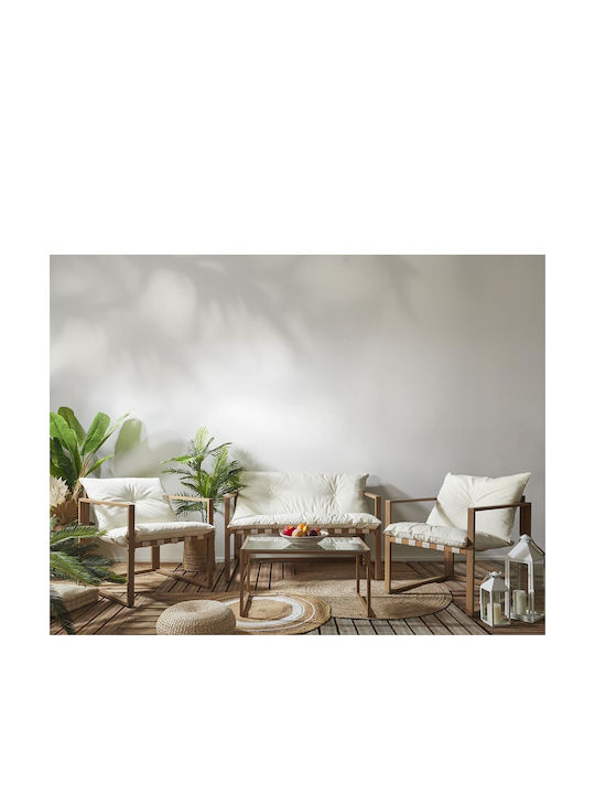 Set Cameră De Zi Pentru Exterior 4 Piese Metal/Sticlă/Poliester