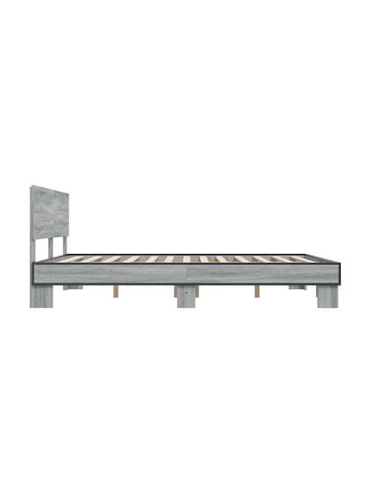 Doppelbett Aus Holz Grau Mit Lattenrost Für Matratze 150x200cm