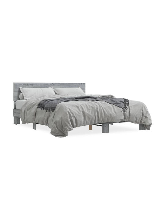 Doppelbett Aus Holz Grau Mit Lattenrost Für Matratze 150x200cm