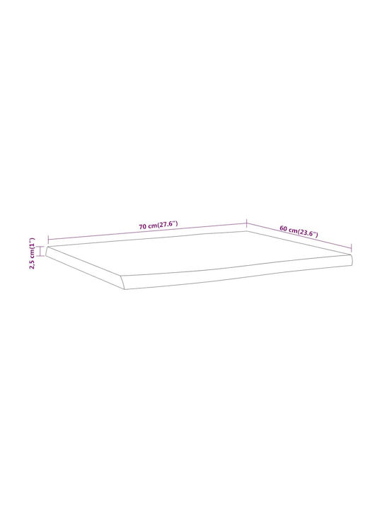 vidaXL Rectangular Table Surface made of Solid Wood Acacia 70x60x2.5cm 370619 1pcs