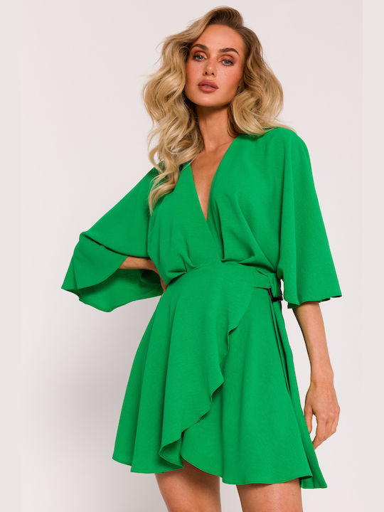 MOE Mini Dress with Ruffle Green