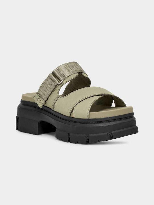 Ugg Australia Ashton Slide Damen Flache Sandalen in Grün Farbe