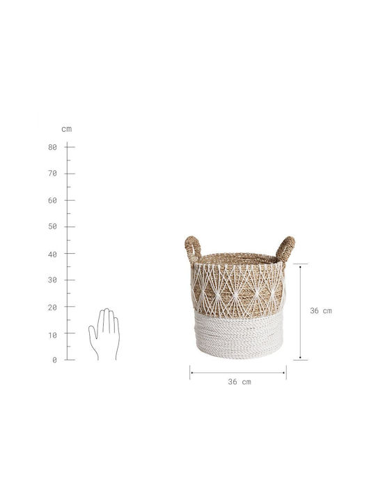 WHITE BEACH - Basket, M Natural Pandanus, Cotton, Plastic Diameter 36 cm, Height 36 cm