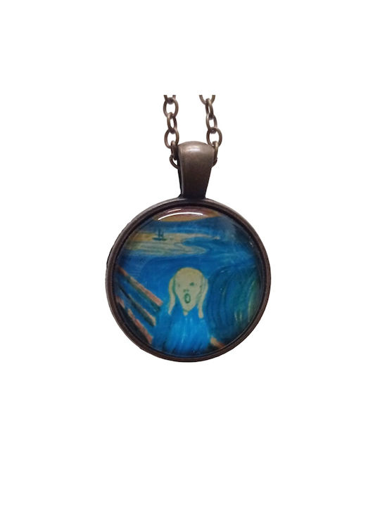 Women's Necklace Munch "Scream" with Liquid Glass.