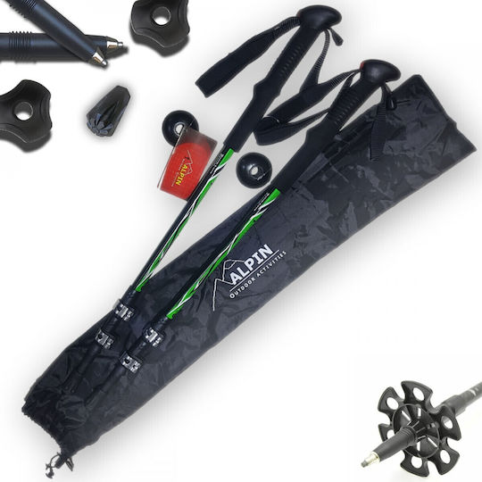 Alpin Pair of Telescopic Aluminum Fast Lock Trekking Poles TrailHunter II Green 240gr