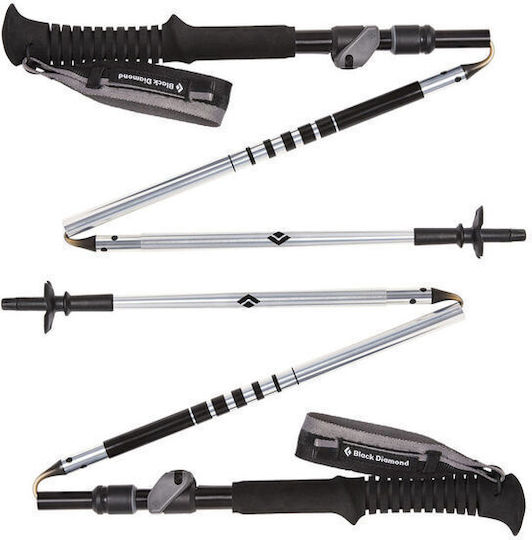 Black Diamond Pair of Compact Aluminum Fast Lock Trekking Poles with 3 Sections Distance Flz Silver 237gr