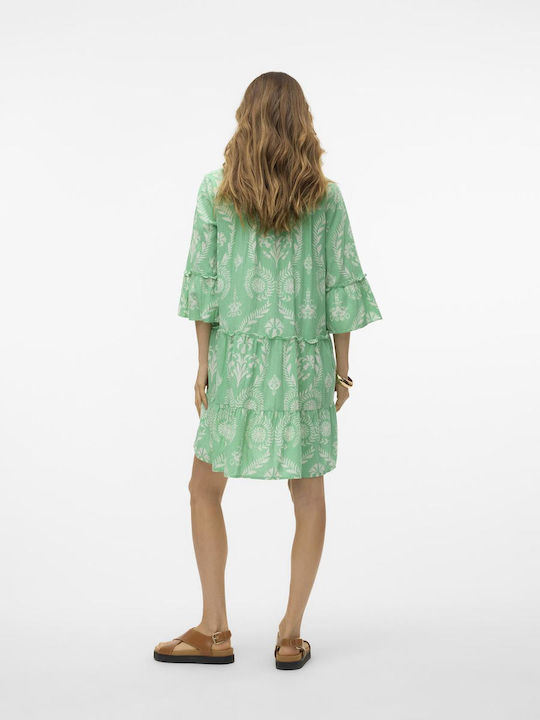 Vero Moda Summer Mini Dress with Ruffle Green