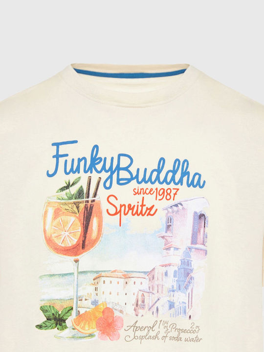 Funky Buddha T-shirt Bărbătesc cu Mânecă Scurtă White