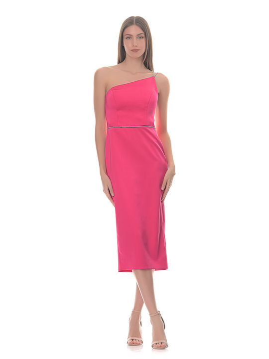 Farmaki Midi Kleid Satin Fuchsia