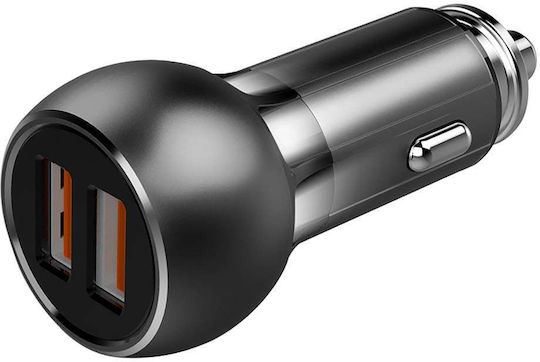 Ldnio C503Q Car Charger 3A Fast Charging with Ports: 2xUSB with Cable Type-C Gray Color