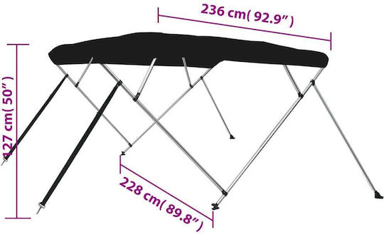 vidaXL Tenta Barca Aluminiu M236xL228xH127cm Negru Culoare