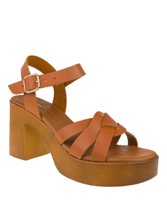 Mark Milan Platform Women's Sandals Brown with High Heel