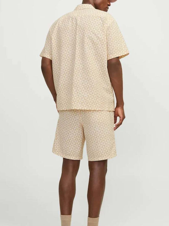 Jack & Jones Resort Cămașă Bărbătească Cu mânecă scurtă Buttercream