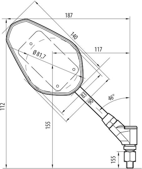 Motorcycle Mirrors Moto M10x1.25 Right Trident Lampa 2 Pieces