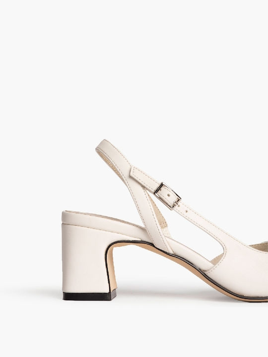 Synthetic Leather White Medium Heels