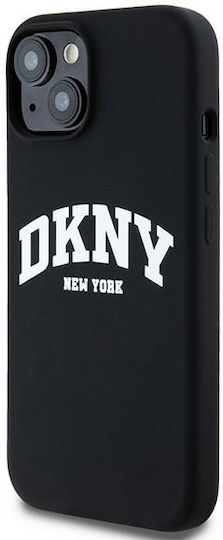 Husă pentru telefon mobil Dkny pentru iPhone 15 Plus compatibilă cu Magsafe Dkhmp15msnyach Dkny Hc Magsafe Silicone cu logo alb pe arc negru