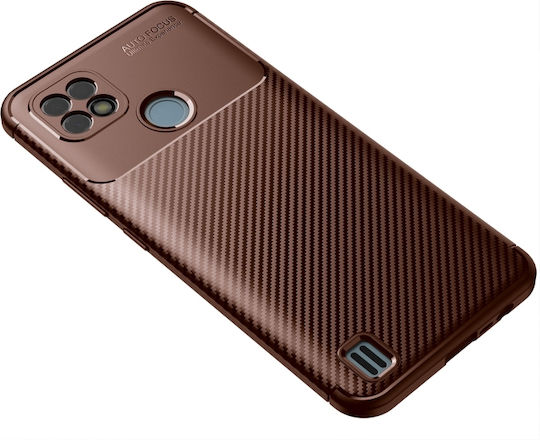 Αντικραδασμική Θήκη Tpu Oppo Realme C21 Carbon Fiber Texture Καφέ