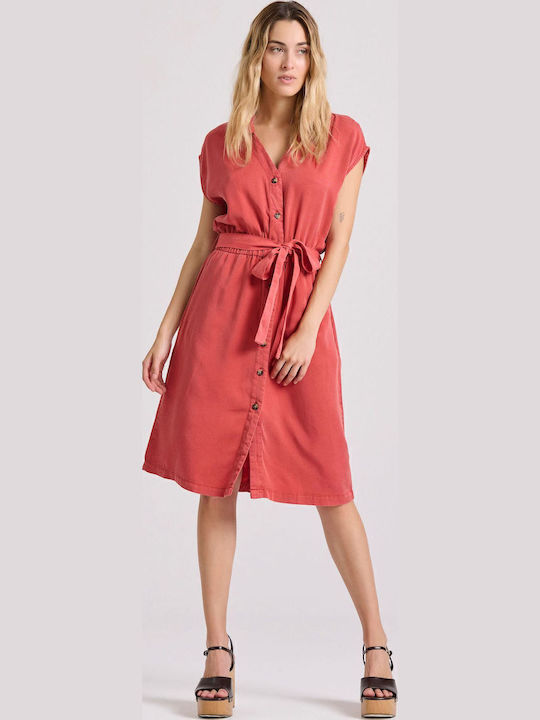 Καλοκαιρινό Midi Σεμιζιέ Φόρεμα Mineral Red
