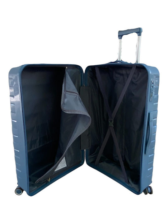 Valiză Ormi Esh-8013 din polipropilenă rigidă, înălțime 75cm, albastră, 75x50x30cm