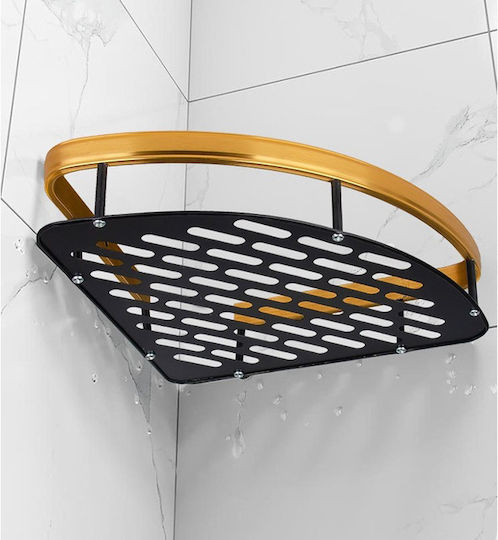 Home Use Ecke An der Wand montiert Badezimmerregal Metallisch 28x5.5x21cm Gold