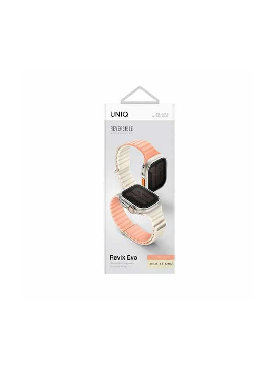 Uniq Revix Evo Strap for Apple Watch Series 1 2 3 4 5 6 7 8 9 SE SE2 Ultra Ultra2 43 44 45 49mm Reversible Magnetic Pink-ivory