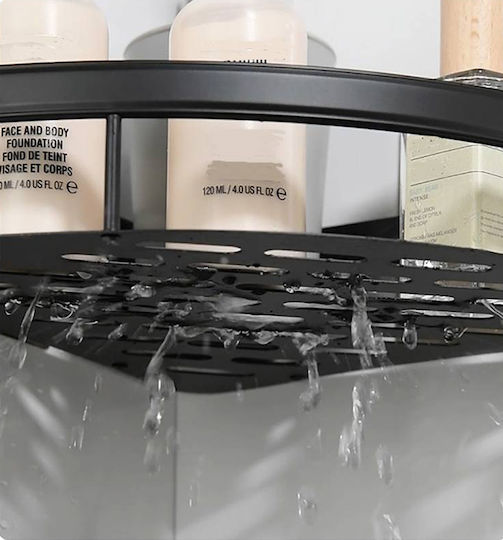 Home Use Γωνιακή Επιτοίχια Ραφιέρα Μπάνιου Μεταλλική 28x5.5x21cm