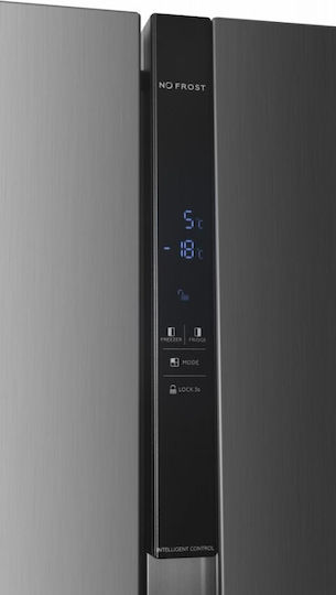 Heinner Ψυγείο Ντουλάπα 529lt Total NoFrost Υ177xΠ90xΒ66εκ. Inox HSBS-HM529NFXWDE++
