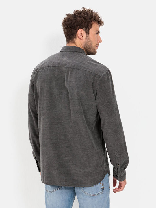 Camel Active Men's Shirt Long Sleeve Corduroy Charcoal