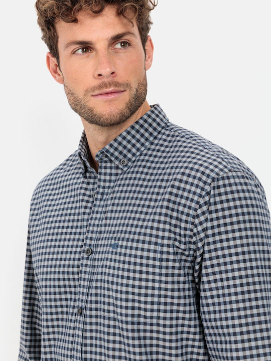 Long Sleeve Shirt in Regular Fit Blue Check