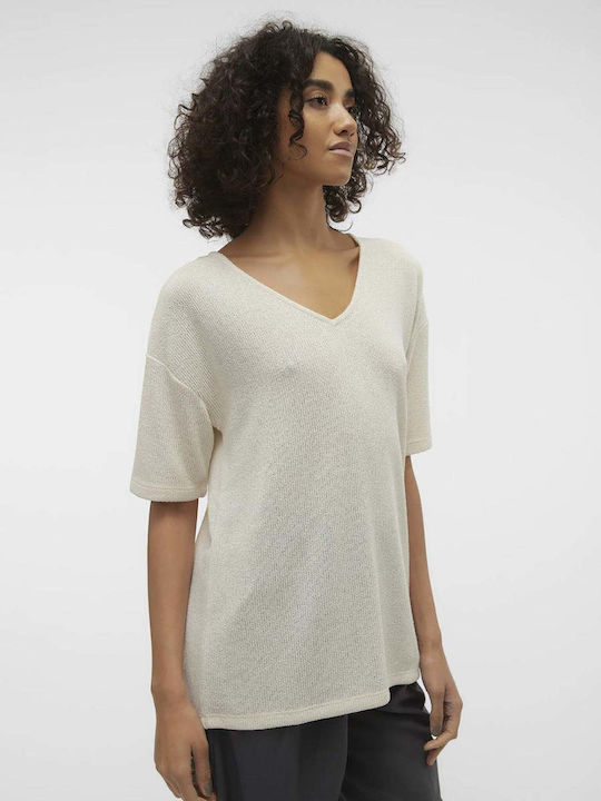 Vero Moda Women's Sweater with V Neckline Beige