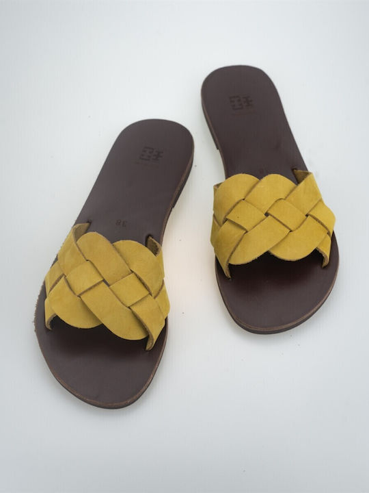 ΞΞ Handmade Leather Women's Sandals Yellow