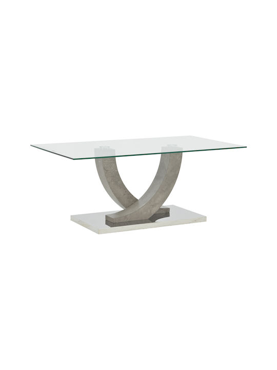 Rectangular Coffee Table Kasmora Glass Grey L110xW60xH45cm