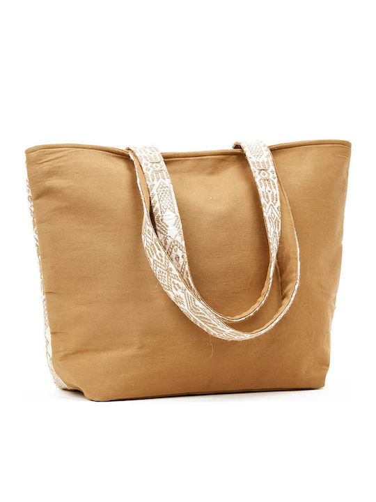 Green Women's Beach Bag 14-0235 Jute & Jacquard Beige