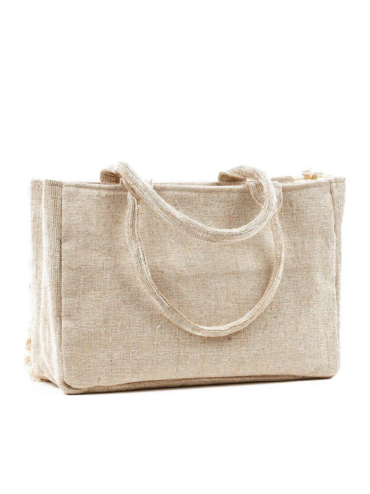 Verde Women's Beach Bag 14-0223 Cotton Jute 10% Beige