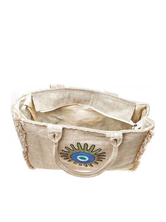 Verde Women's Beach Bag 14-0223 Cotton Jute 10% Beige