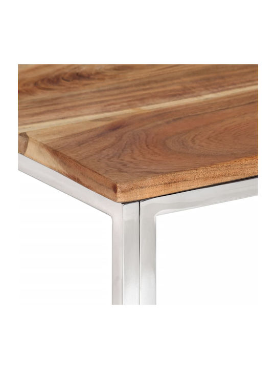 Square Central Coffee Table Made of Solid Wood Silver M100xL100xH50cm