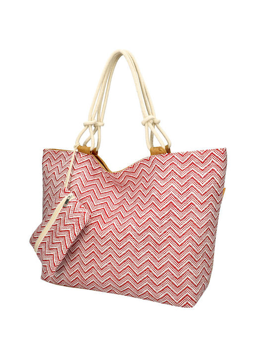 Benzi Fabric Beach Bag with Wallet Red