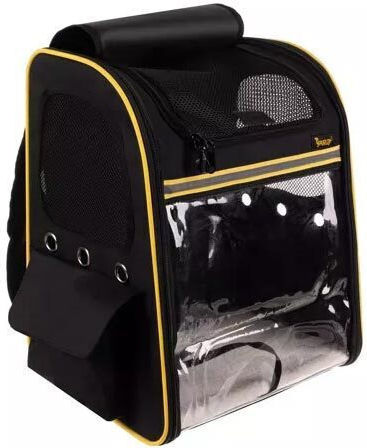 Purlov Pet Carrier Bag Black with Air Vents Extra Pockets 35x41.5x28 Cm Purlov